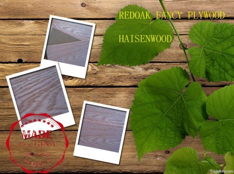 Natural/E.V. Red Oak Veneer Fancy Plywood for deocration and furniture