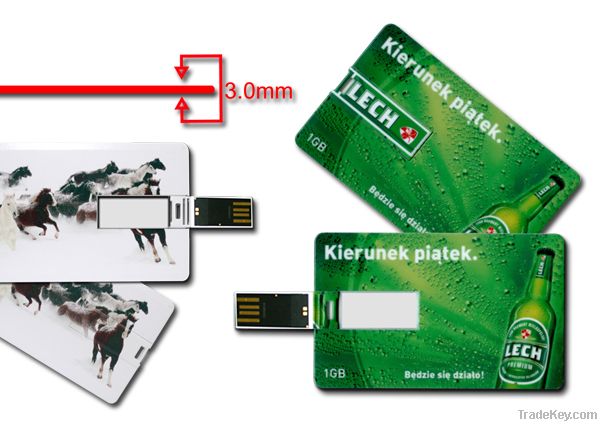 4GB ultrathin credit card USB flash drive measures 85 x 55 x 3mm