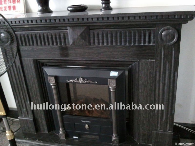 Black marble fireplace