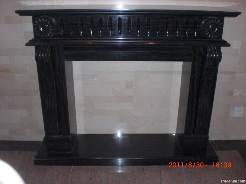 Black marble fireplace