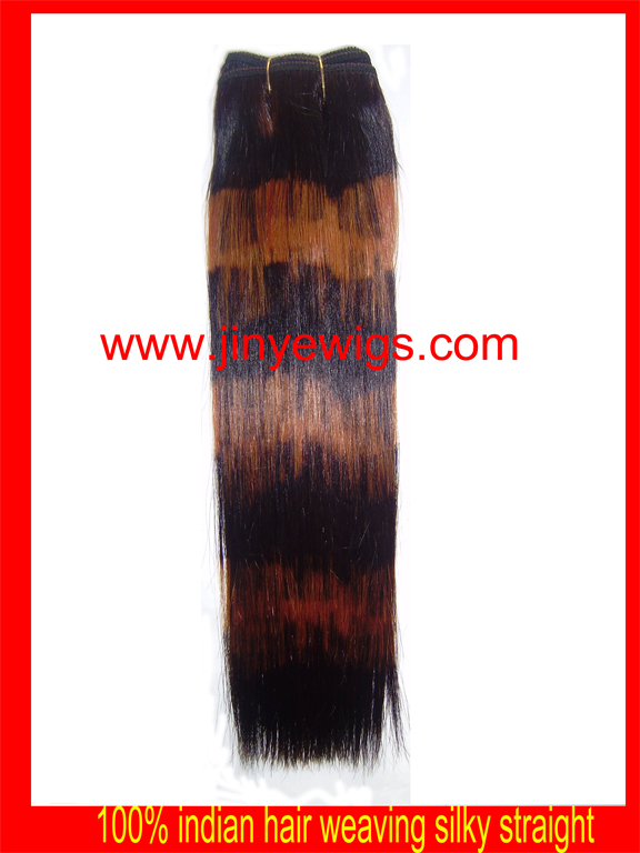 sleek fashion look silky straight indian hair weft 14"