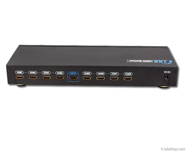 1x8 3D HDMI Splitter with full HD 1080p, 1.3 HDMI 8 port HDMI Splitter