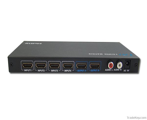 4x2 HDMI Matrix Switch &amp; Splitter with Remote Control