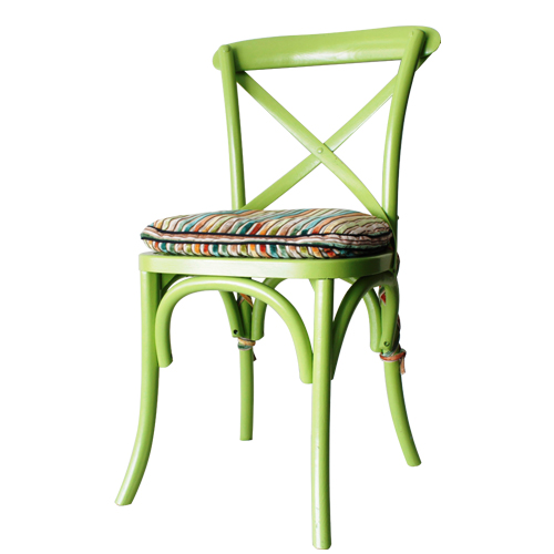 Painted Color Cross Back Dining Chair with Luxury Cut Velvet Cushion