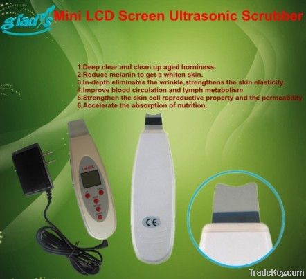 Portable LCD ultrasonic skin scrubber