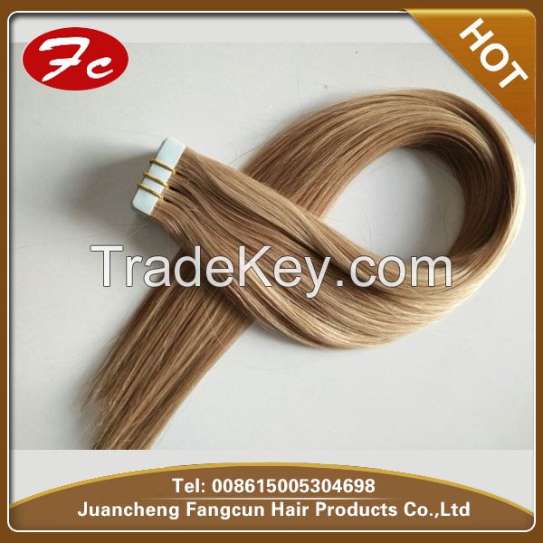 100% hot selling top quality indian remy super tape hair extensions