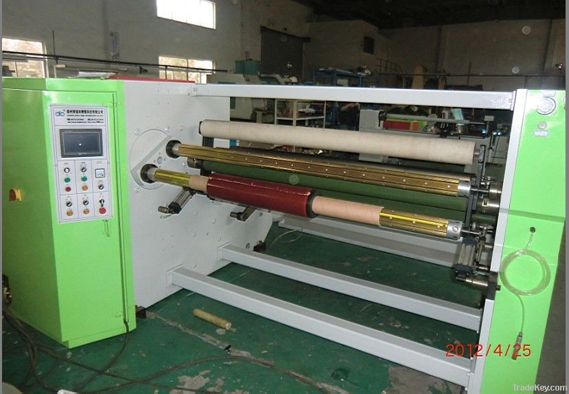 Double shaft adhesive tape jumbo roll rewinding machine