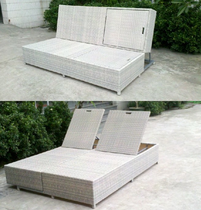 Outdoor Double Seat Sun Lounger Multifunction Sofa