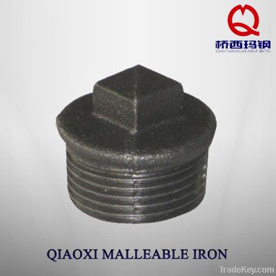 beaded black malleable iron pipe fitting cast plug