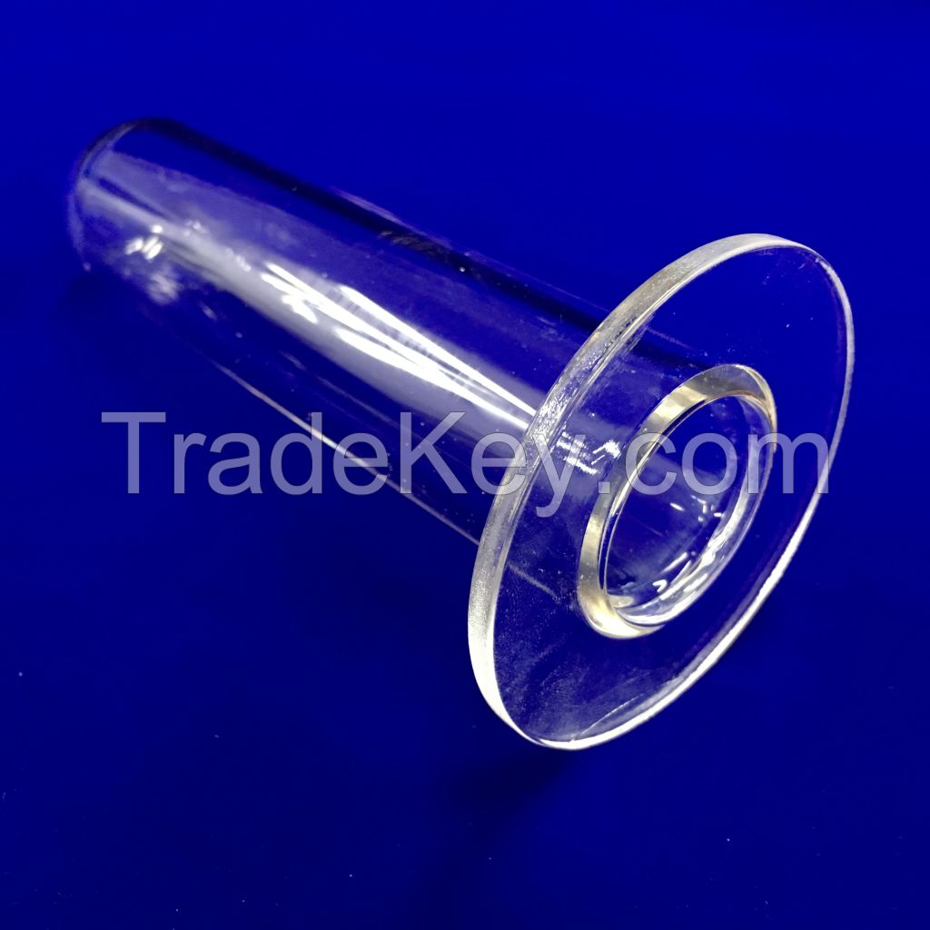 heat resistant clear silica glass tube with flange