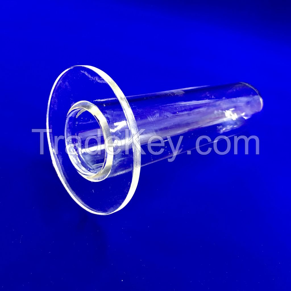 laboratory high fused clear quartz glass tube with flange