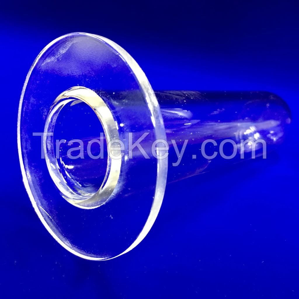 heat resistant clear silica glass tube with flange