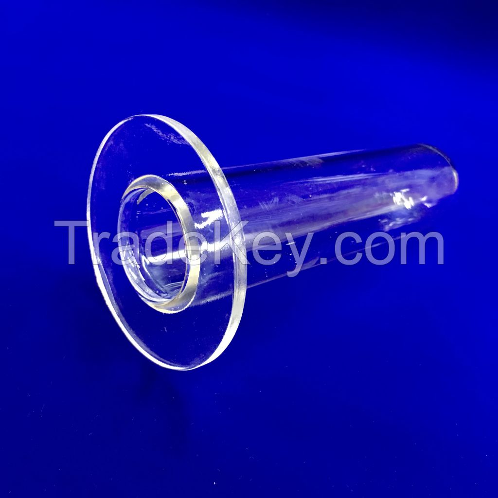 heat resistant clear silica glass tube with flange