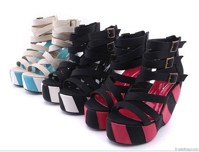 Free Shipping Kvoll Lady's Sexy Buckle High Heels Platform Shoes Peep