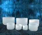 Set of 7 Frosted Quartz Crystal Singing Bowls