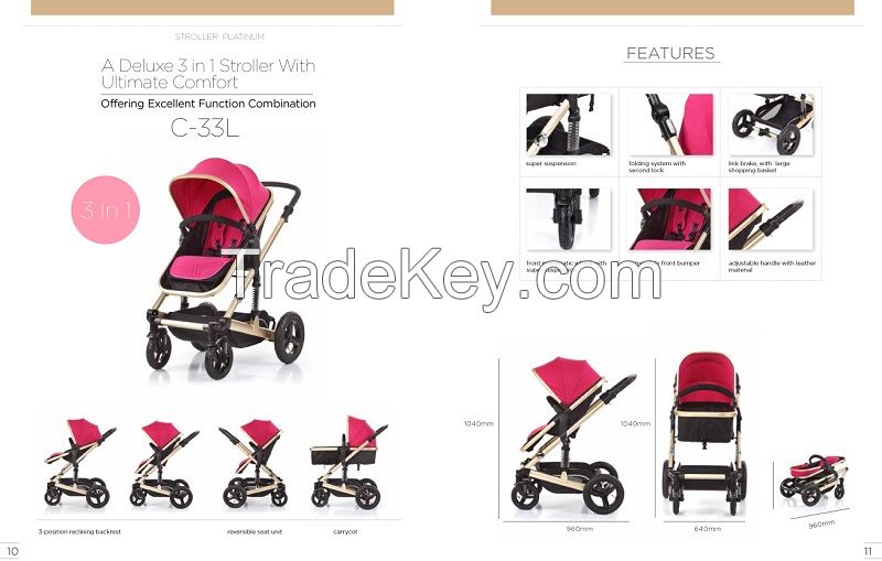 Deluxe 3 in 1 funtion Baby Strollers with Ultimate comfort