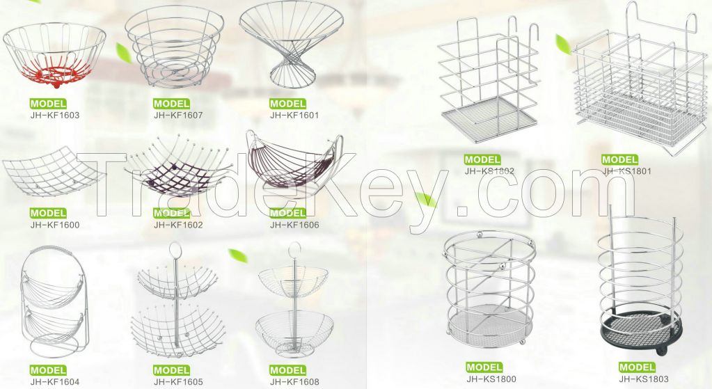 dish rack with plastic tray-fruit basket-utensil rack