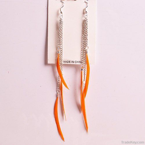 wholesale earrings 12pcs/lot Fashion long needle Feather Earrings