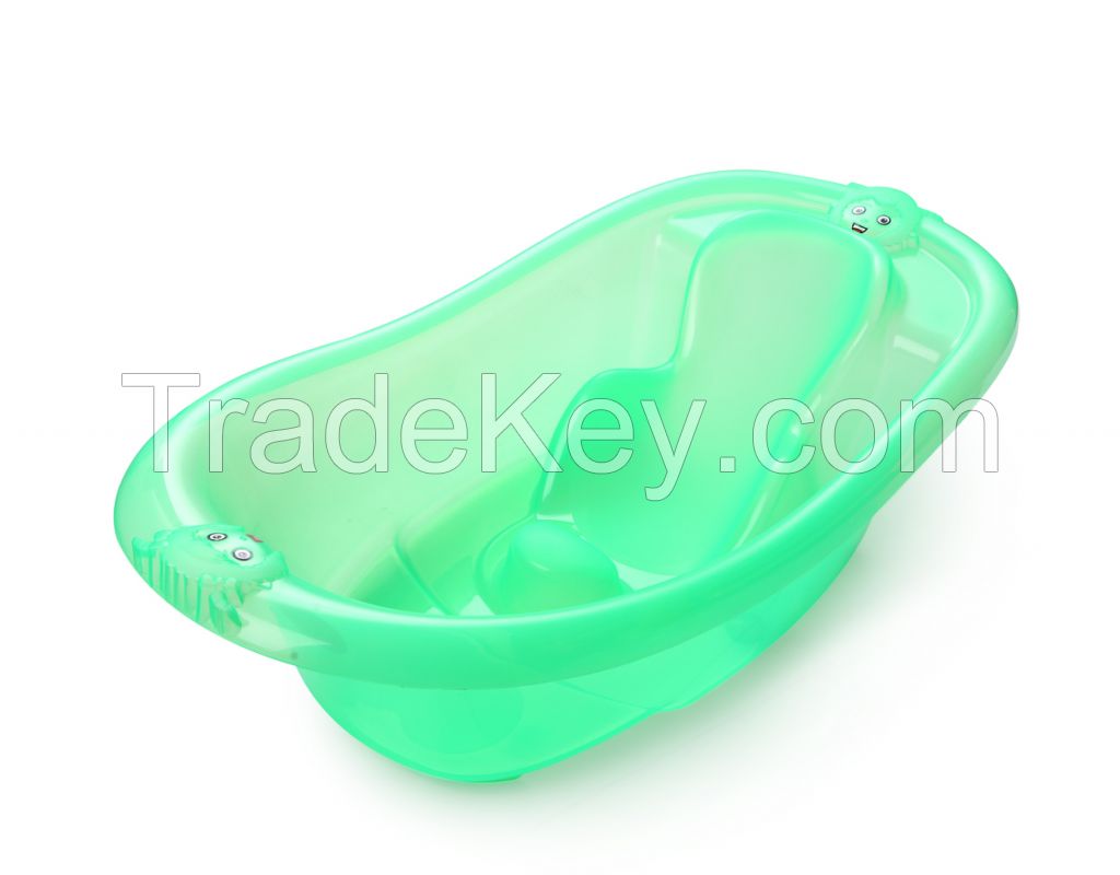 Large plastic baby bathtub with bathtub support