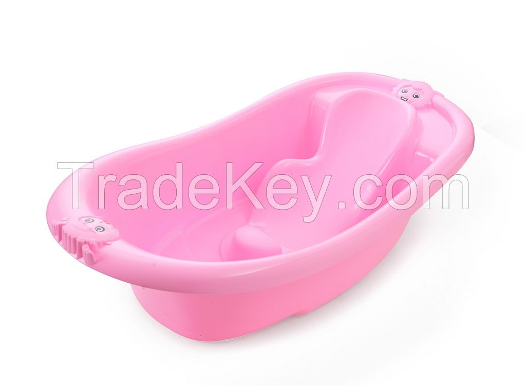 Large plastic baby bathtub with bathtub support