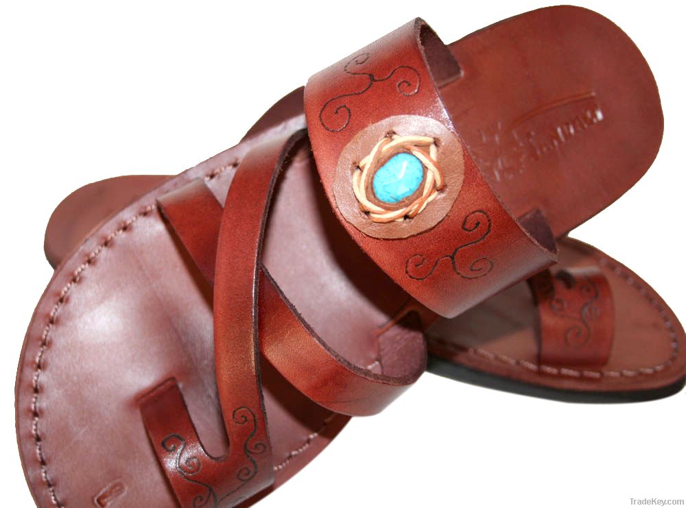 Brown Decor Bath Leather Sandals