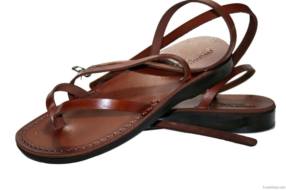 Brown Ankle-Strap Leather Sandals