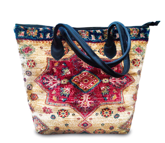 Vintage-Style large CARPET BAG rhombus