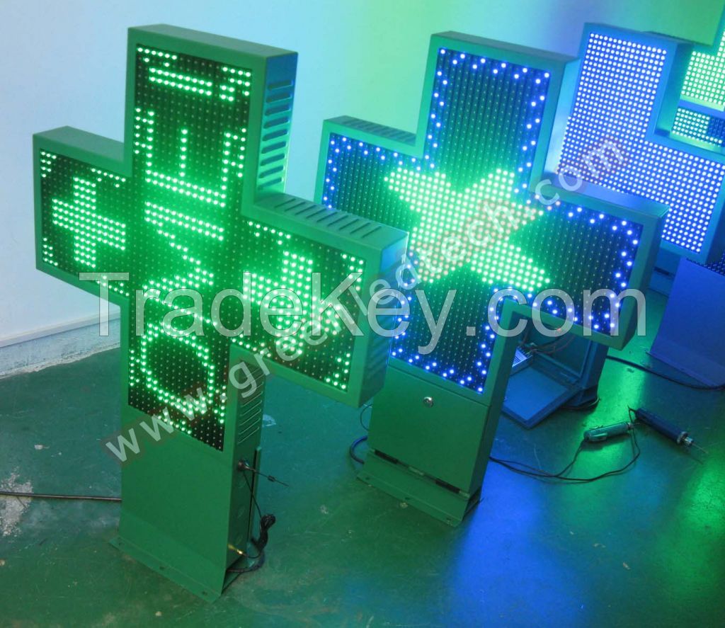 Green color LED Pharmacy Cross Sign