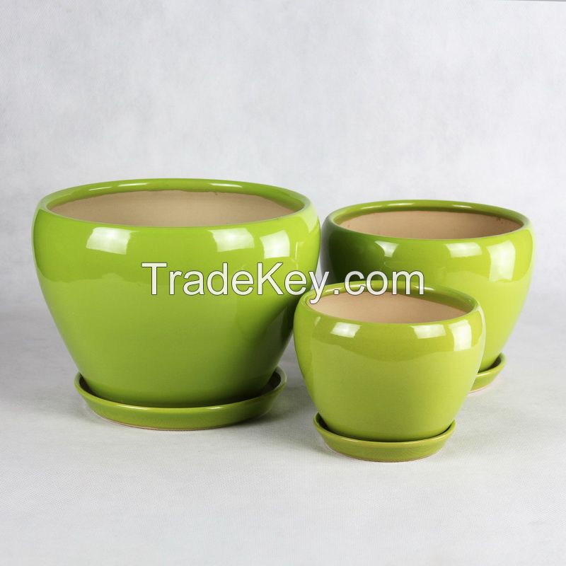 small ceramic flower pot color glazed series