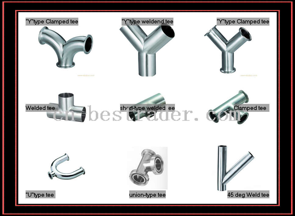 Sanitary stainless steel welded reducing pipe fitting tee