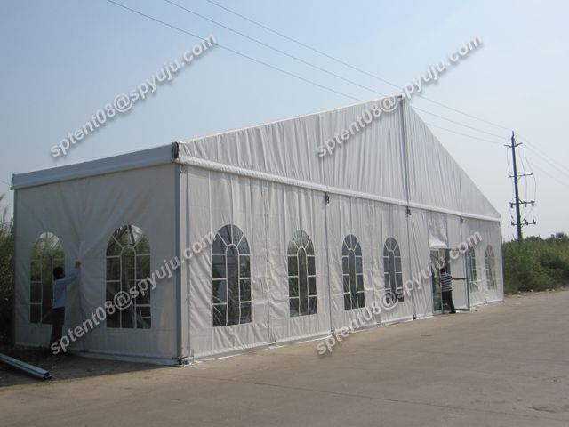 party tent 20x40m with transparent windows and glass door