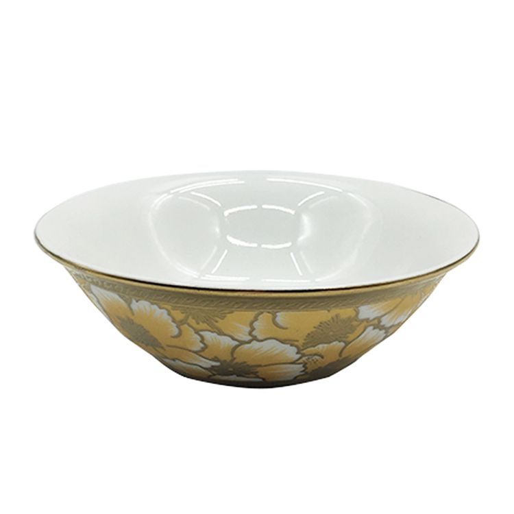 Eletrocplating golden full printed 9inch salad bowl