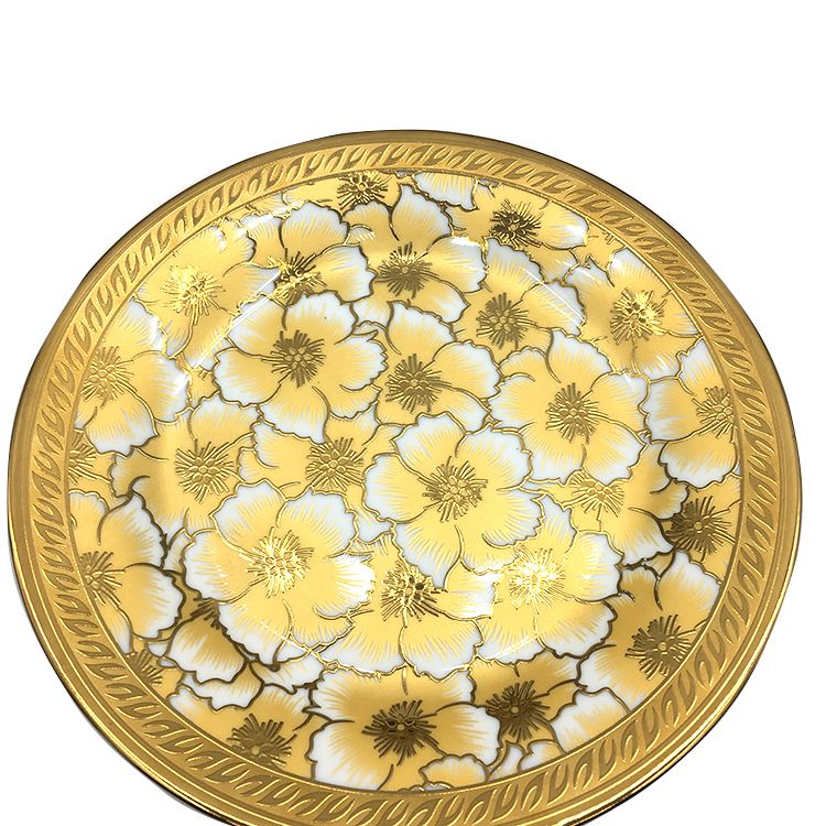 Eletrocplating golden ceramic plate dinner plate set 