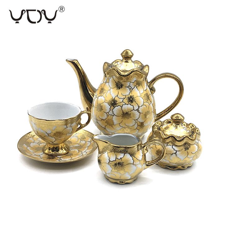 Eletrocplating golden 17pcs porcelain teaset  pakistan 