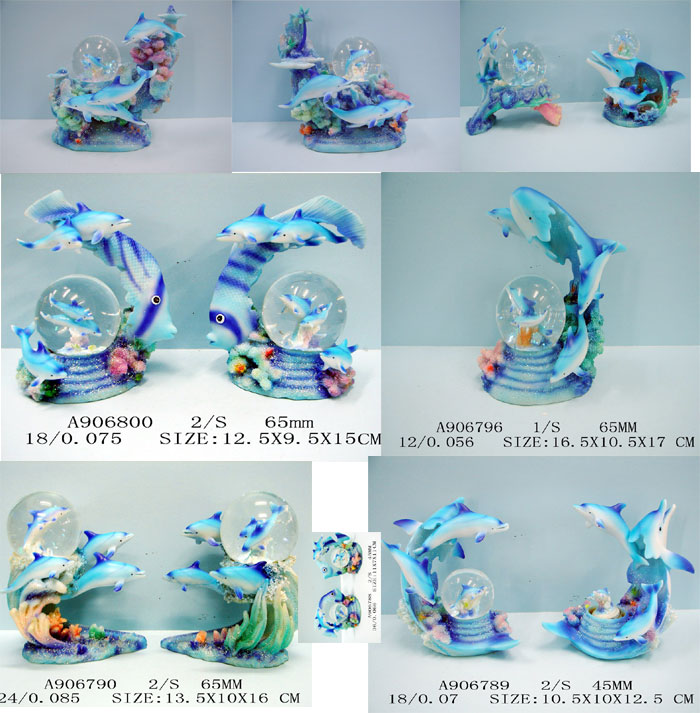 Resin dolphin water globe