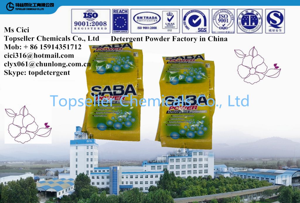 15G 30G 35G SABA Soklin Detergent Powder Washing Powder High Foam China Factory Supplier