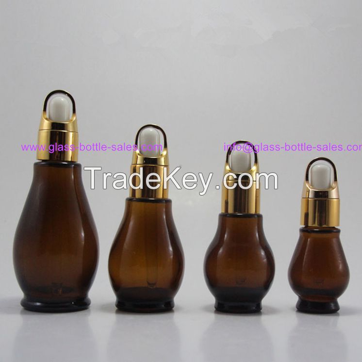 Clear, amber, blue and green Essential Oil Bottles With dropper and caps