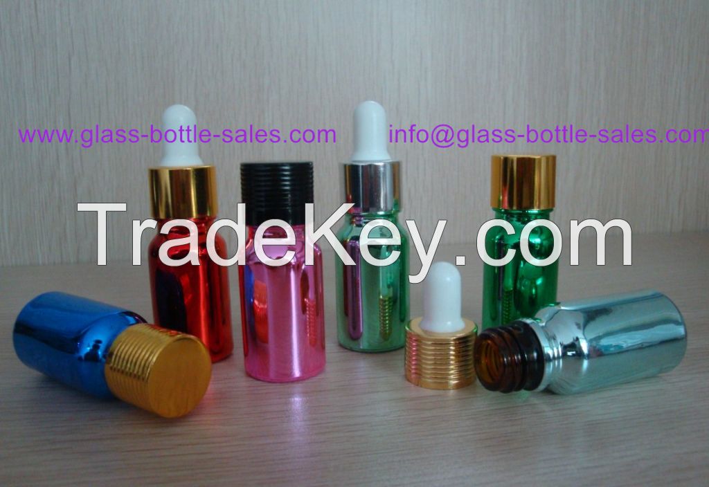 Clear, amber, blue and green Essential Oil Bottles With dropper and caps