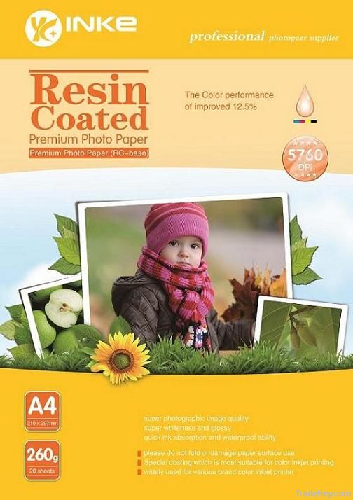 260G Resin Coated Premium Photo Paper With Waterproof Ability for Inkj