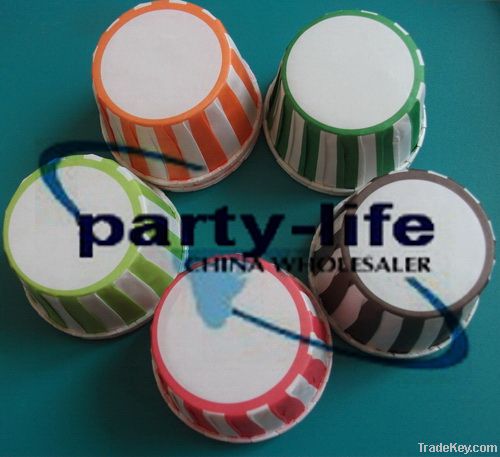 Stripe Round Muffin  Paper Cake Cup Red