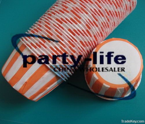 Stripe Round Muffin  Paper Cake Cup Orange