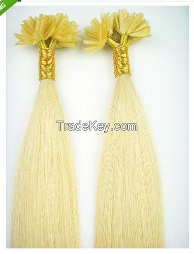 U tip hair extensions,Blond color