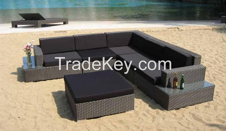 Luxury rattan corner right-angle sofa set&amp;rattan garden sofa bed