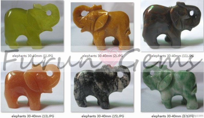 natural semiprecious stone carving small elephant 30-40mm