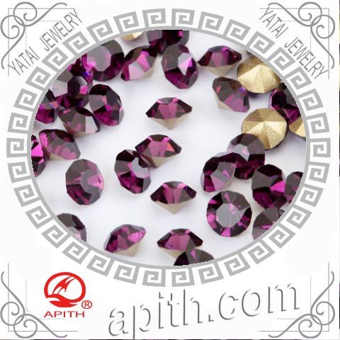 loose round crystal rhinestones point back