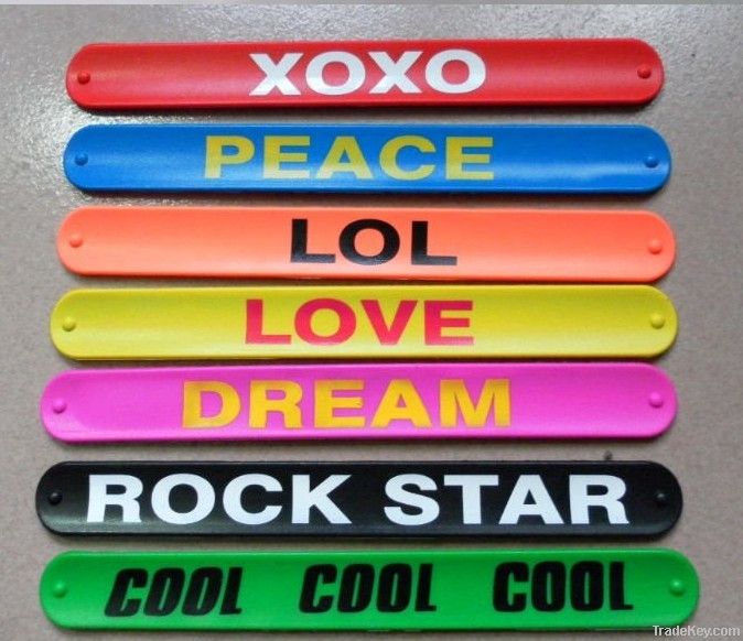 Silicone bracelet, slap bracelet, silly bracelet, wristband