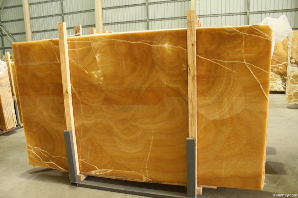 China natural yellow honey onyx marble slab