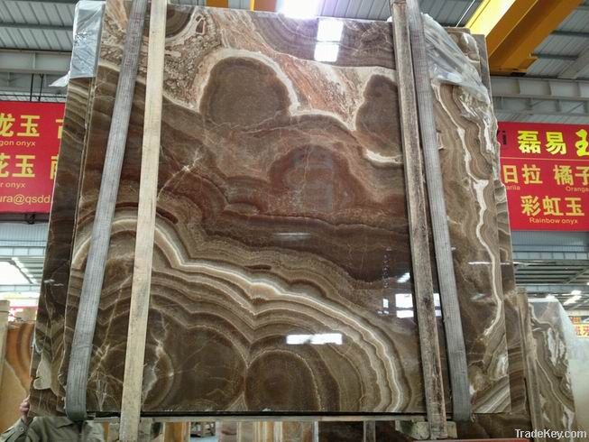 China polished brown marble classical onyx slab