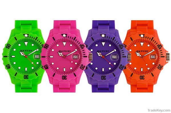 5ATM Waterproof Silicone Ice Watch with Calendar