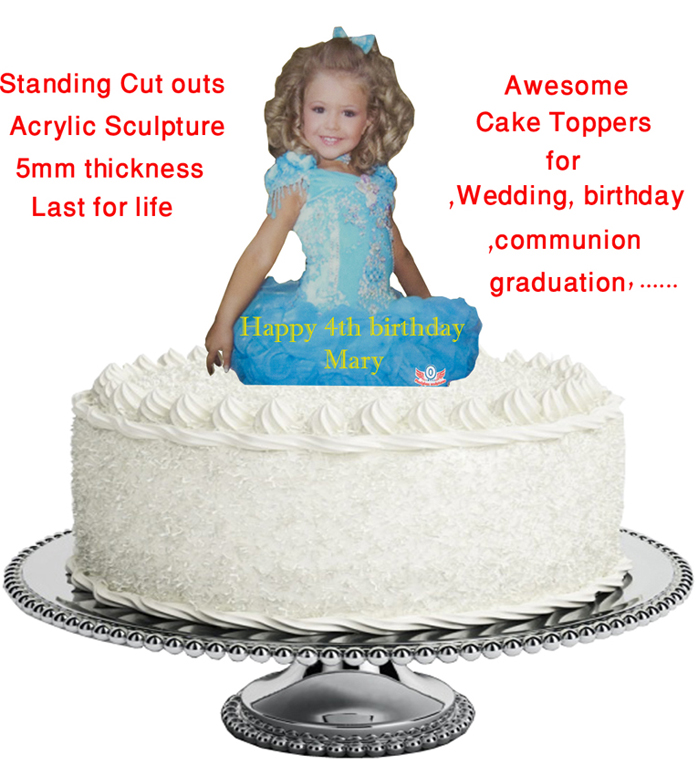 Standing Cut outs acrylic photo for Cake toppers or as a gift